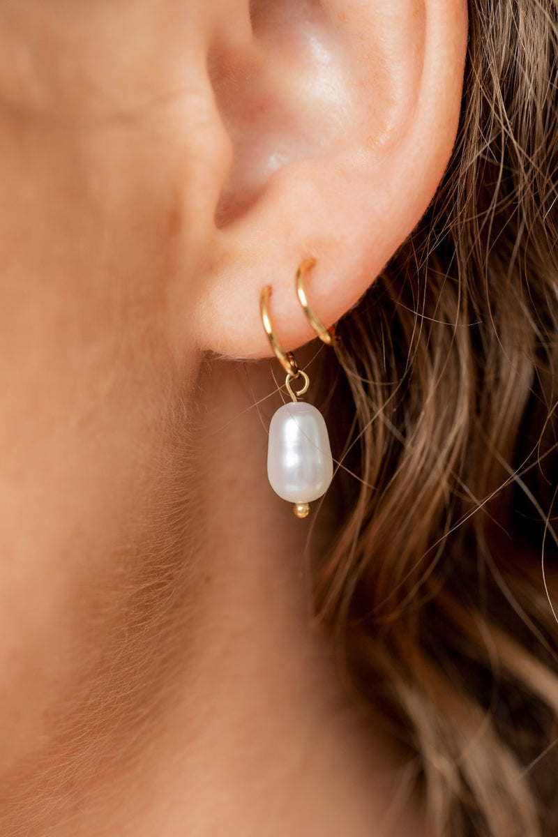 YAFEINI Orecchini A Cerchio Piccoli In Argento 925 Con Perle - Design Onda Marina, Ipoallergenici, Regalo Per Donna Con Confezione