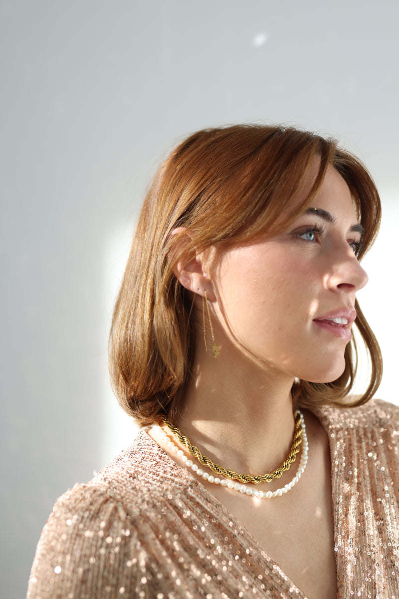 Delicate Star Drop Earrings Zaana Jewelry