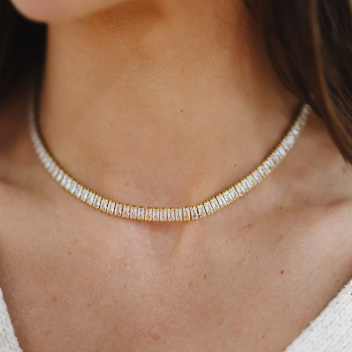 Baguette Tennis Necklace – Zaana Jewelry