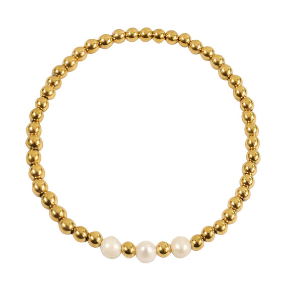 Stretchy 3 Pearl Bead Bracelet