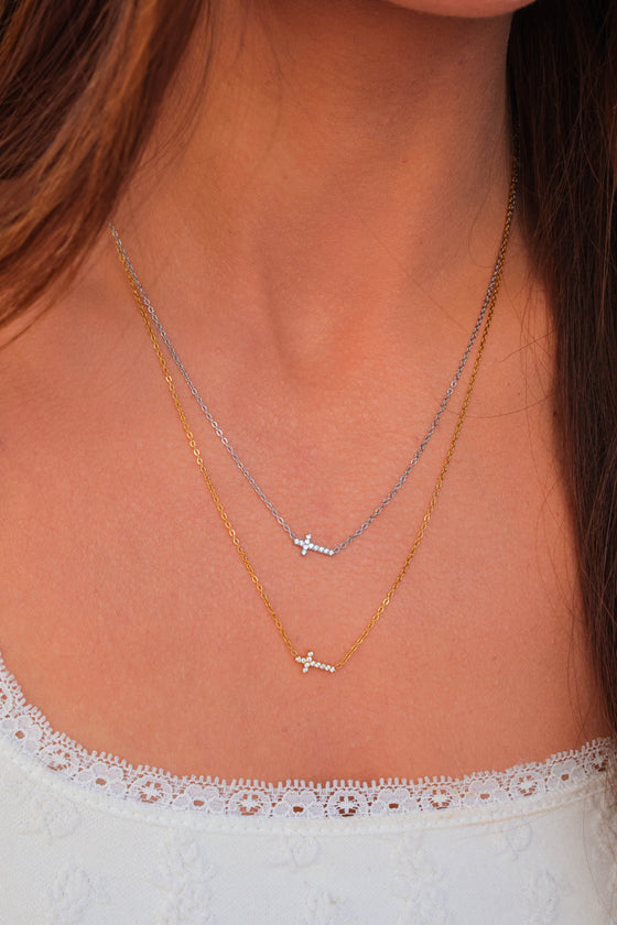 Mini Divine Diamond Cross Necklace