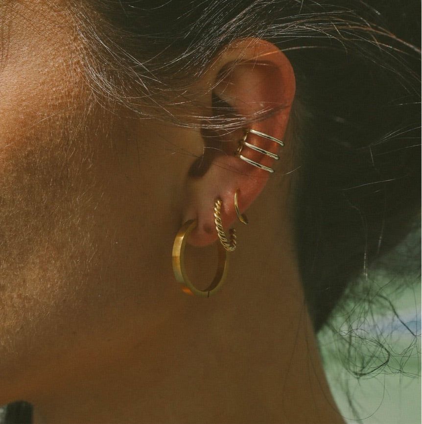 Spiral Hoop Earring Stainless Steel Double Ear Piercing Cartilage